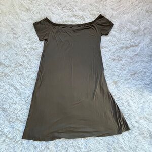 Eden In Love Olive Green Off Shoulder Midi Dress